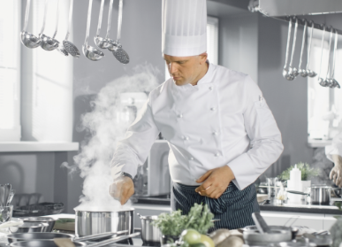 Chef in a commercial kitchen